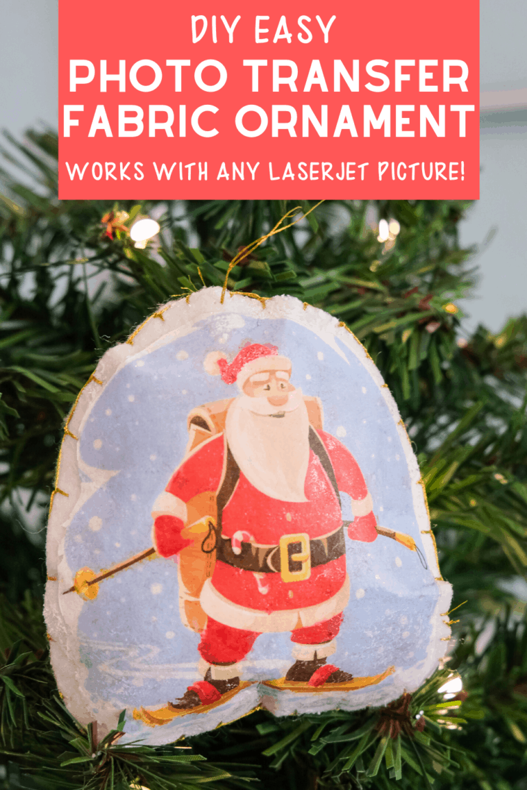 Easy Modge Podge Photo Transfer Fabric Christmas Ornament (Santa on Skis!) The Crazy Outdoor Mama