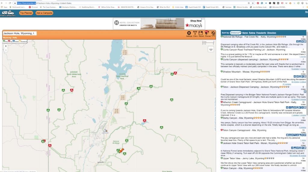 free rv parking website