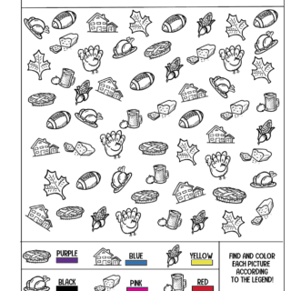 find and color thanksgiving kids printable