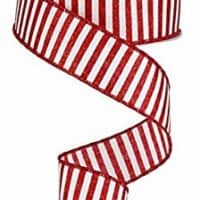 Red White Glitter Stripe Wired Ribbon Candy Cane Christmas