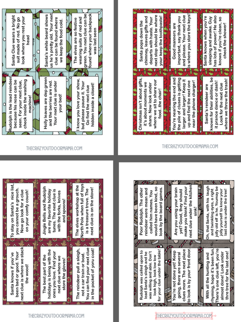 printable christmas kids clues