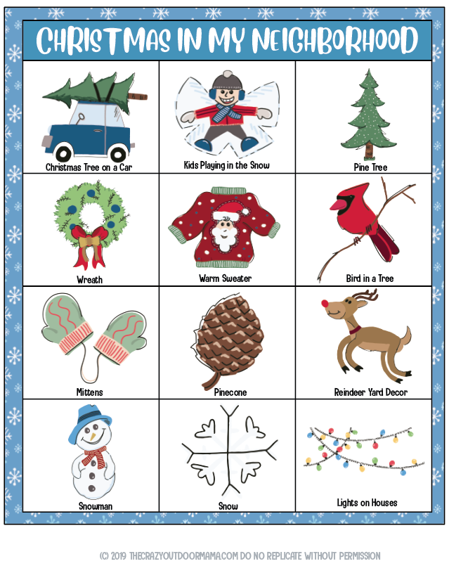 neighborhood holiday scavenger hunt printable kids