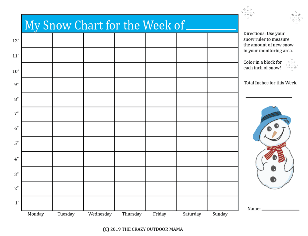 snow tracking chart for kids printable free