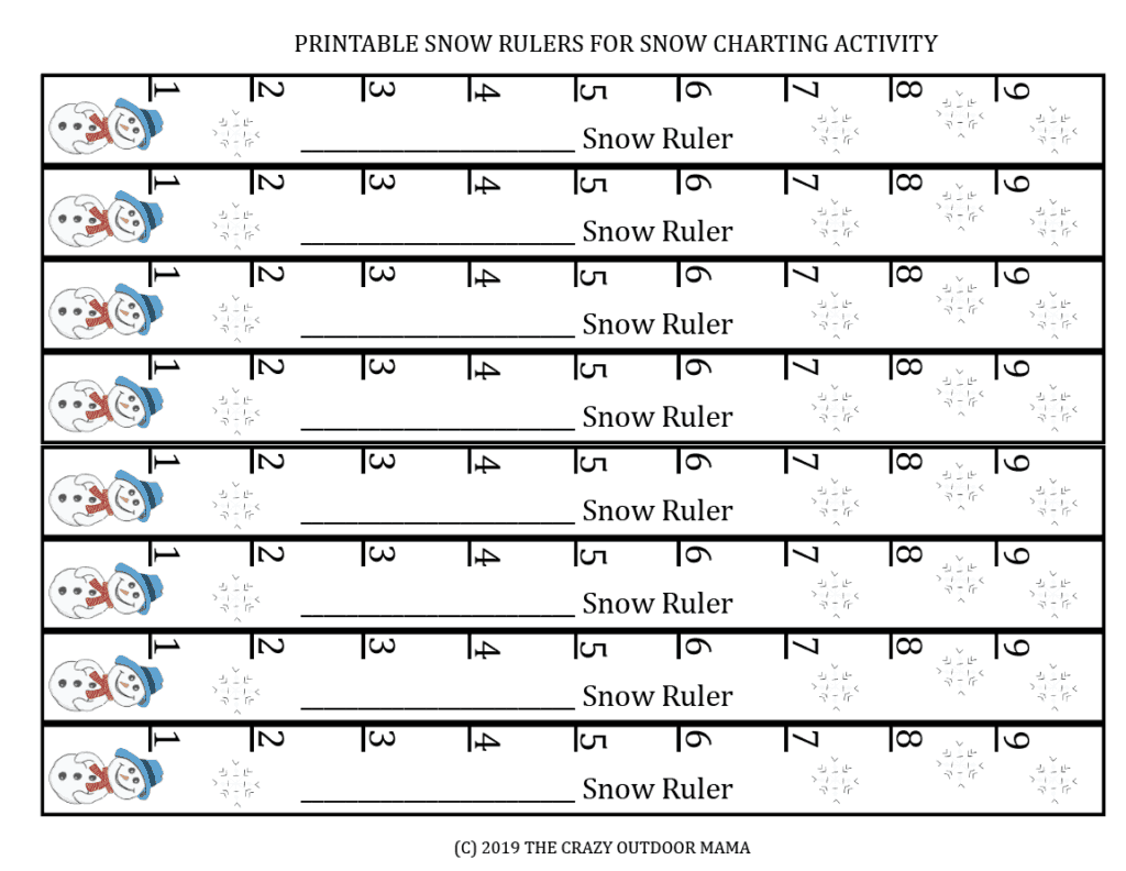 snow measuring craft activity for kids free printable snow tracking chart the crazy outdoor mama