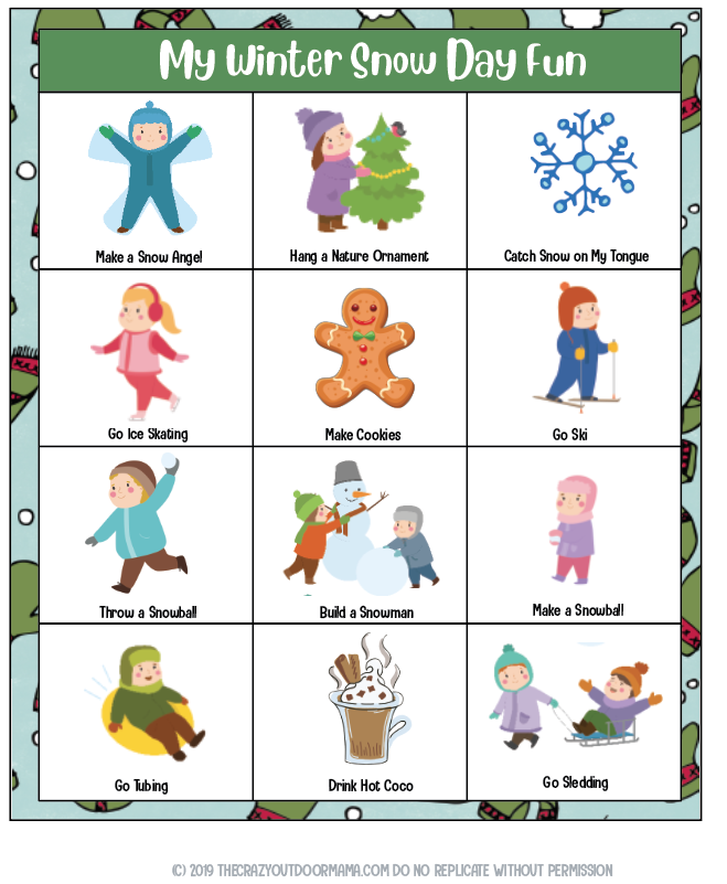 snowy day activity kids printable