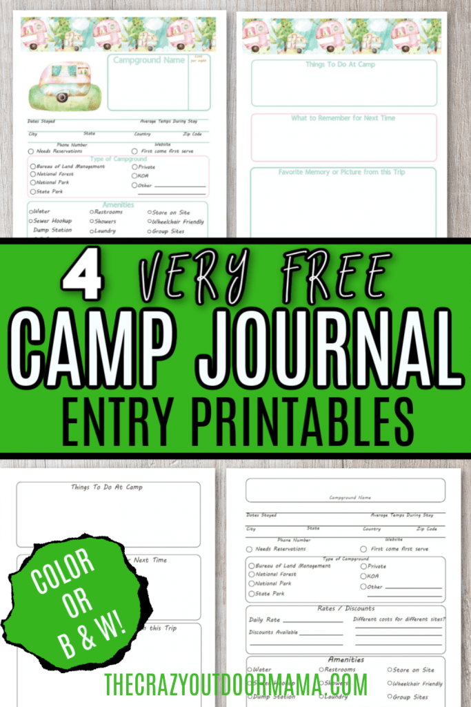 FREE CAMPING PRINTABLE JOURNAL ENTREIS