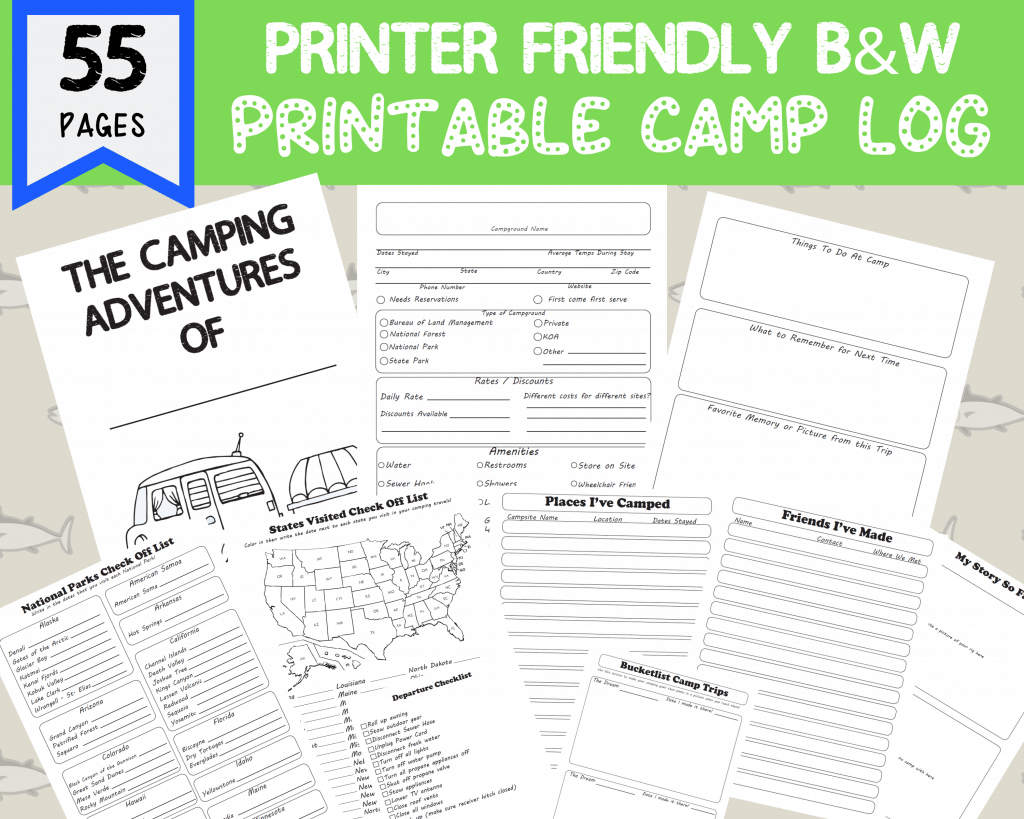 camping journal printable template