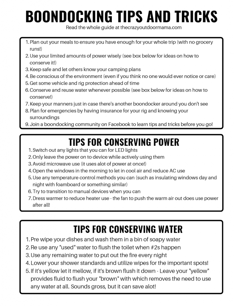 how to save water and power while rv camping