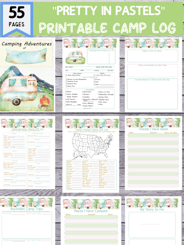 CAMPING JOURNAL PRINTABLE SET TEMPLATES