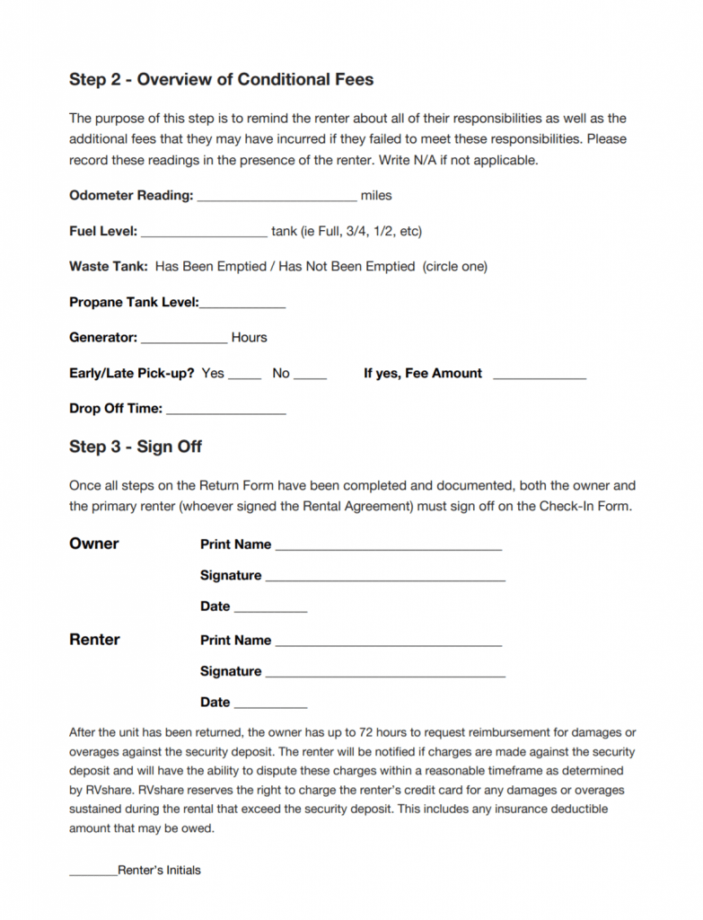 return fees in rvshare