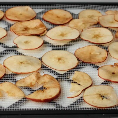 apples on dehydrator tray