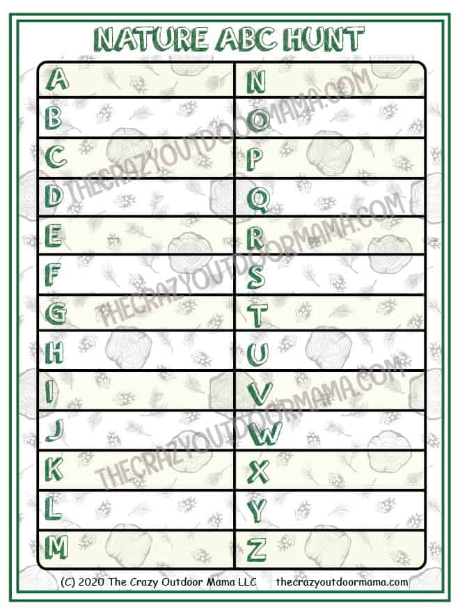 outdoors abc hunt printable