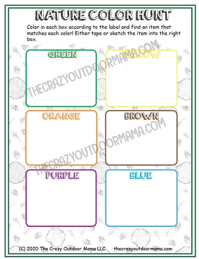 color outdoors printable
