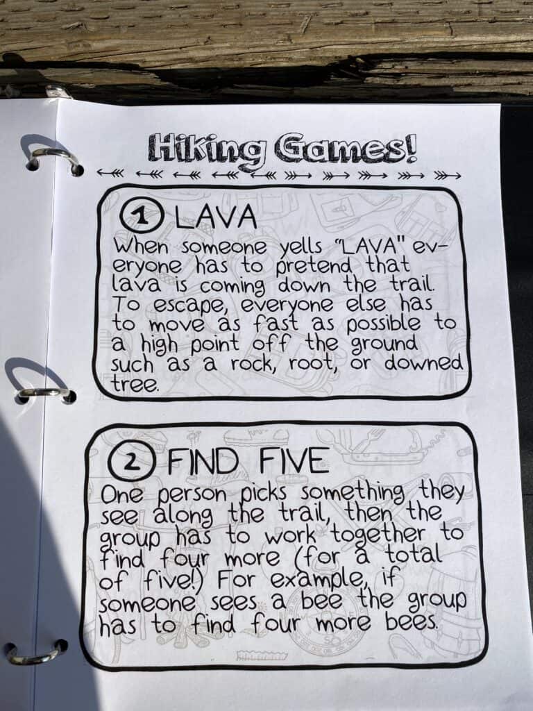 hiking games printable