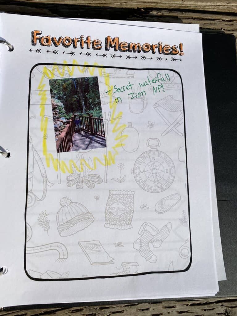 favorite hiking memories template printable