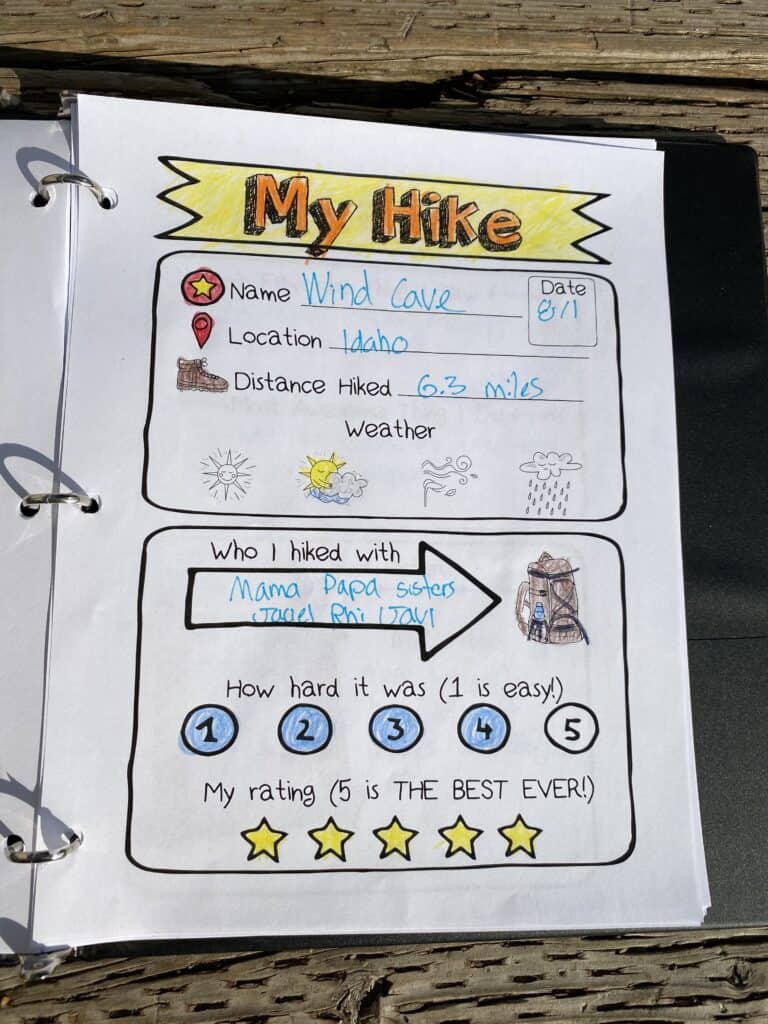 HIKING LOG FOR KIDS TEMPLATE