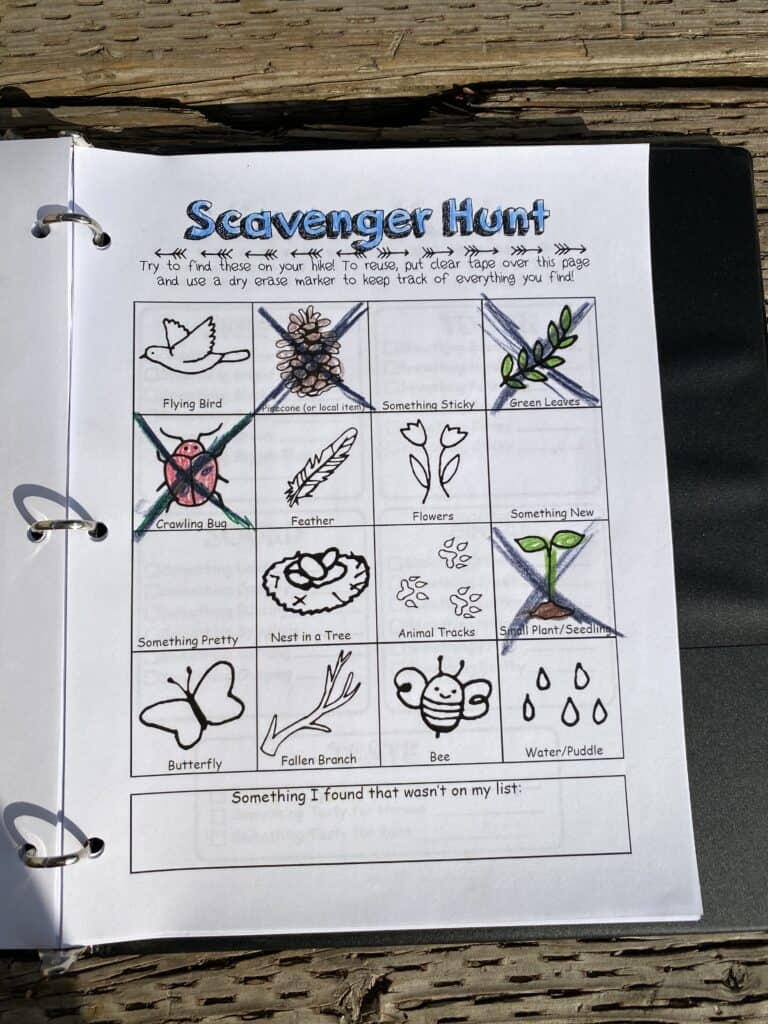 hiking scavenger hunt printable