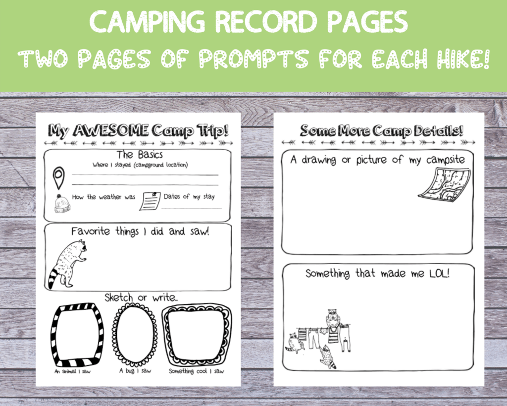 camp log pages for kids