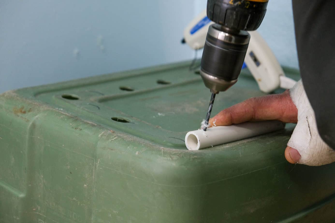 drilling holes in pvc for diy boot dryer