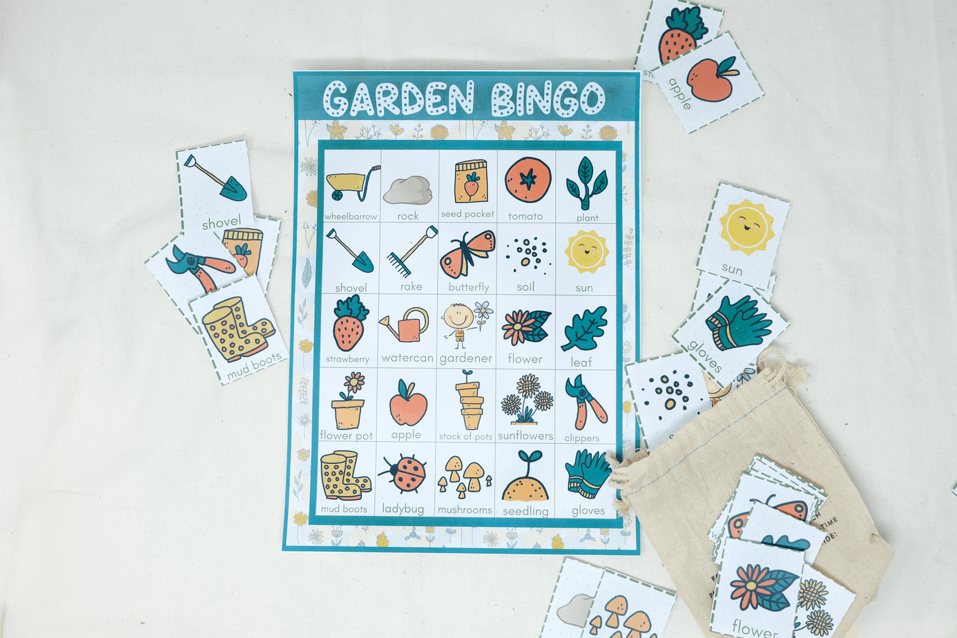 Fun + CUTE Garden BINGO for kids (10 Boards + Calling Cards) perfect