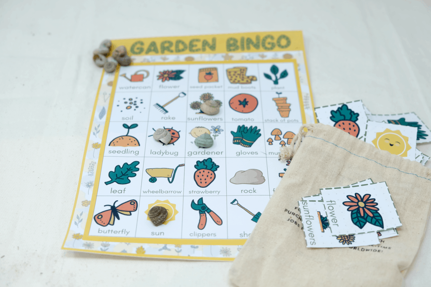 Fun + CUTE Garden BINGO for kids (10 Boards + Calling Cards) perfect