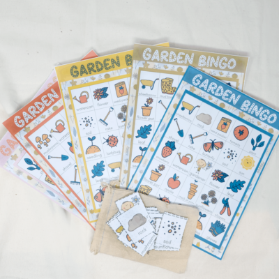 garden bingo printable pdfs for kids with calling cards