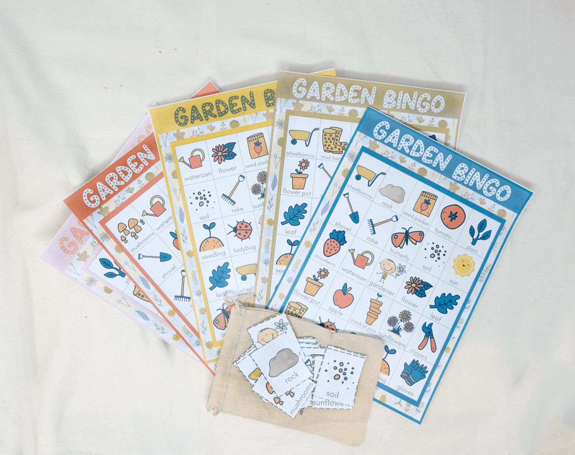 Fun + CUTE Garden BINGO for kids (10 Boards + Calling Cards) perfect