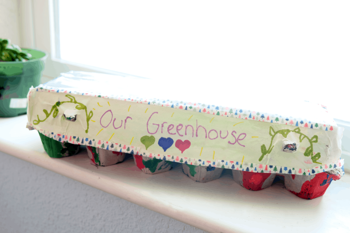 kids recyclable upcylce greenhouse project with printables