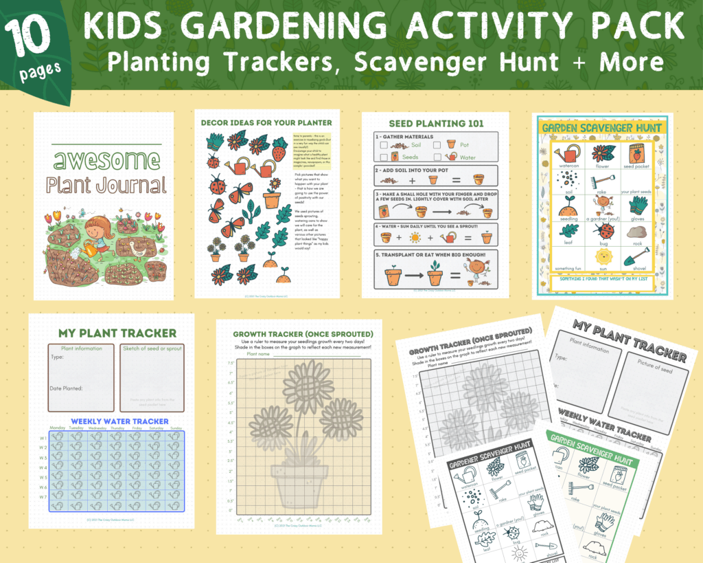 kids printable gardening and planting journal color and black and white