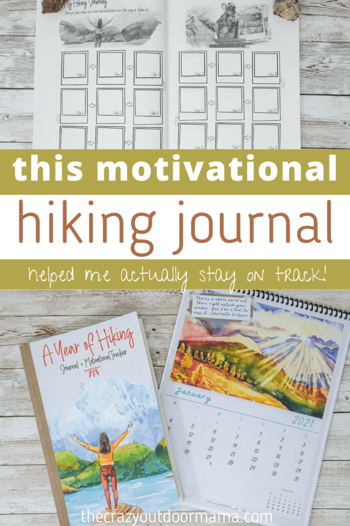 fun cheap hiking log for women with prompts and tracking + bonus calendar