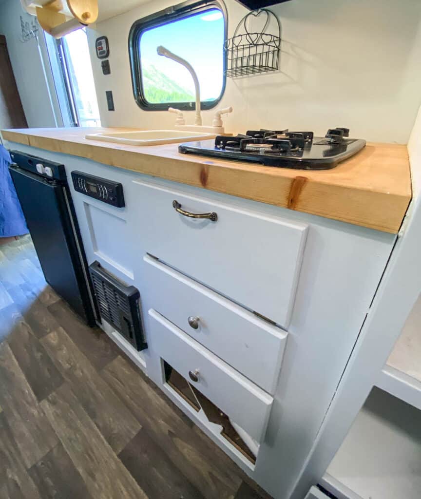 Additional storage compartments in camper