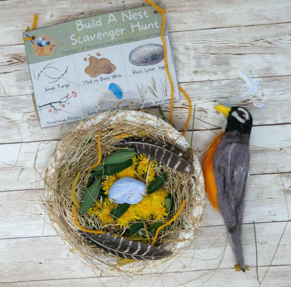 nest craft and printable for spring with kids