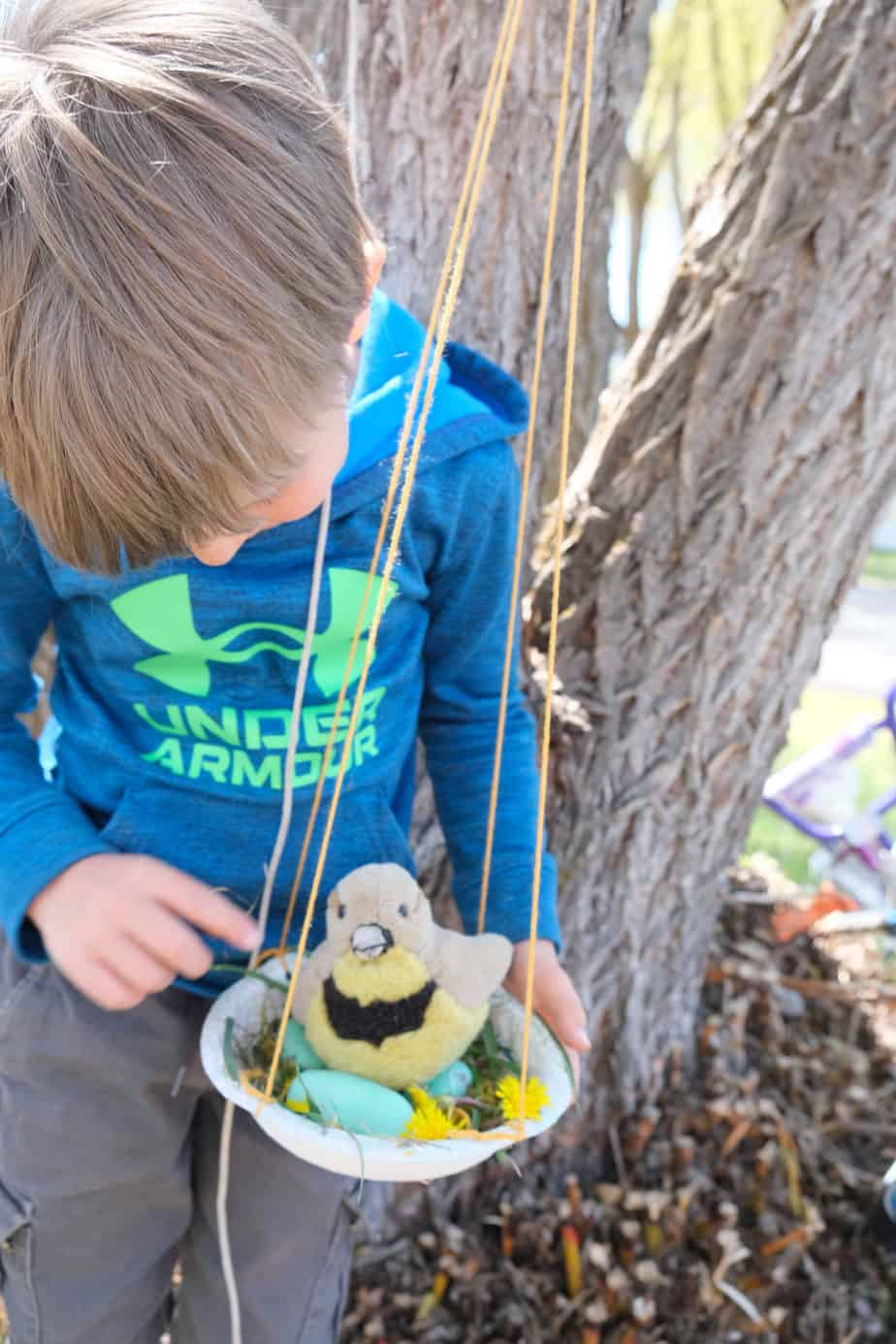 cute hanging bird nest craft for kids