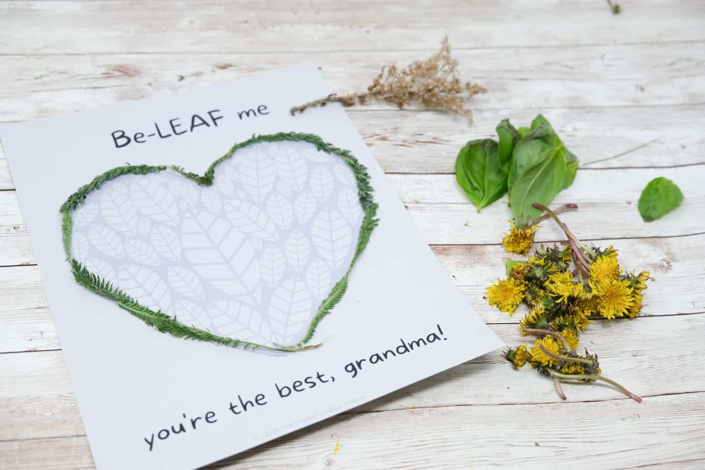 nature mothers day printable craft for kids