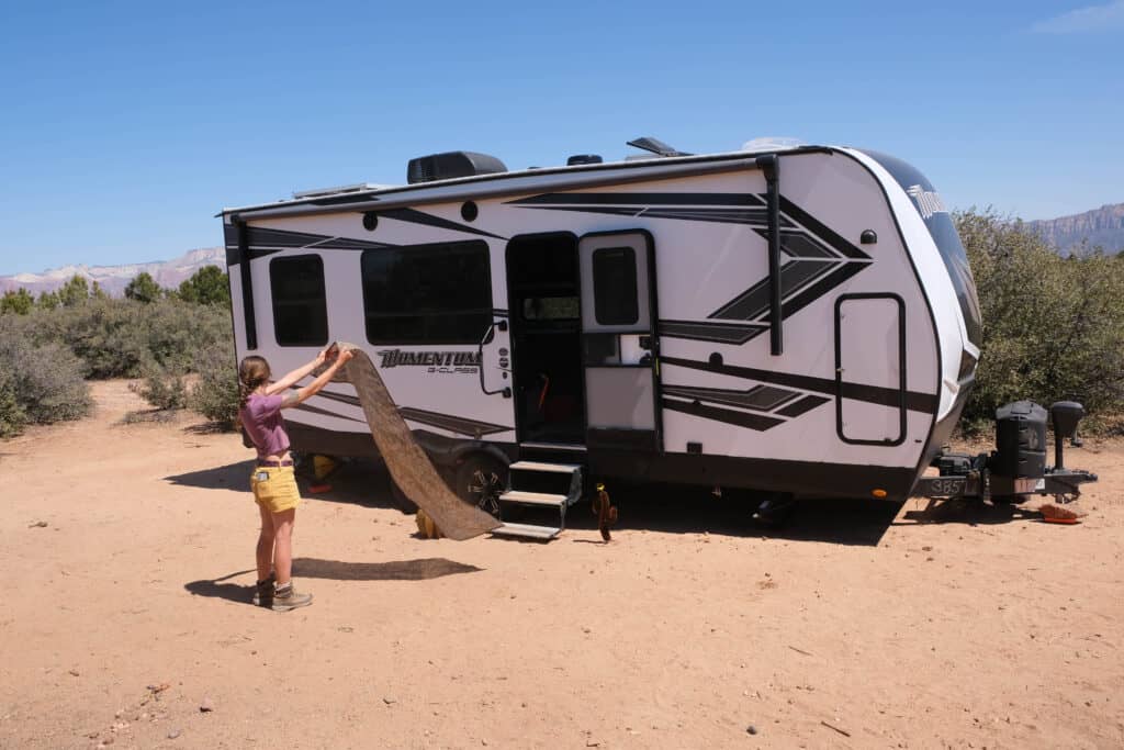 easy to clean reduces amount of dirt tracked into camper