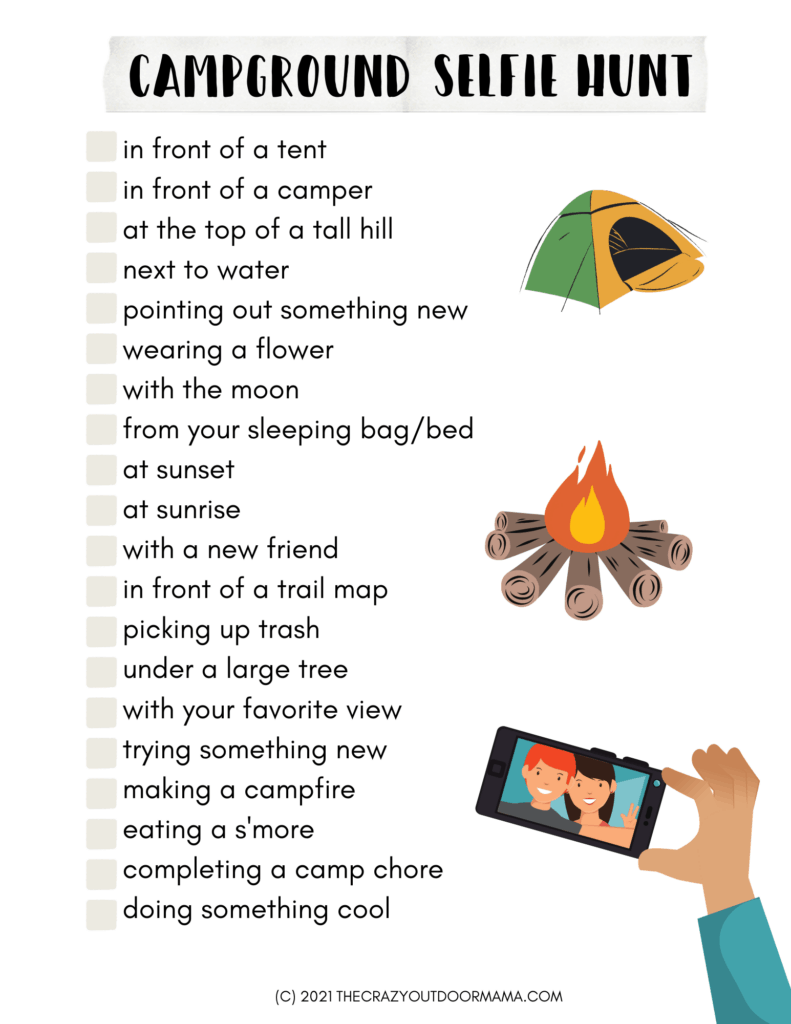 free printable campground selfie hunt