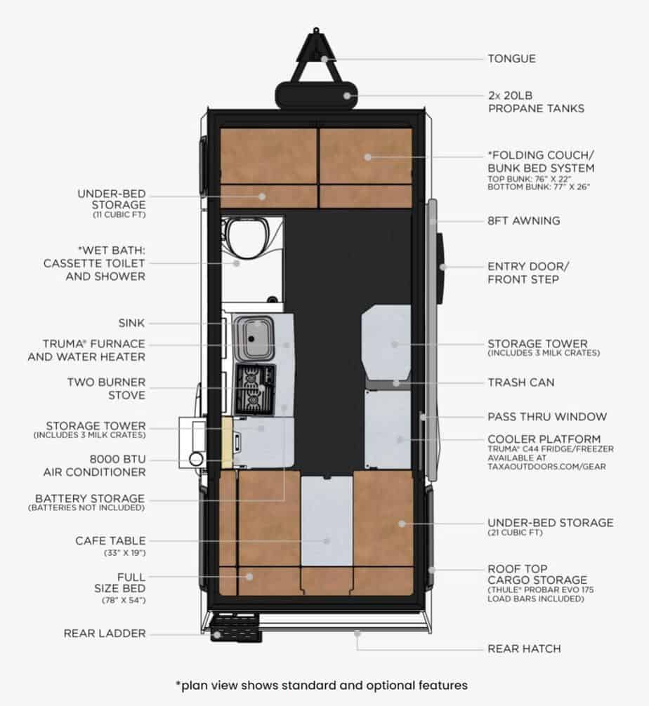 taxa mantis rugged lightweight camper floor plan