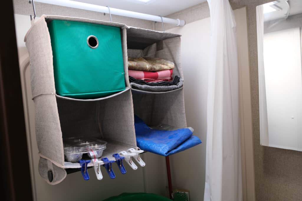 7 Ways to Improve RV Bathroom Storage — Stairs Up - Handle In