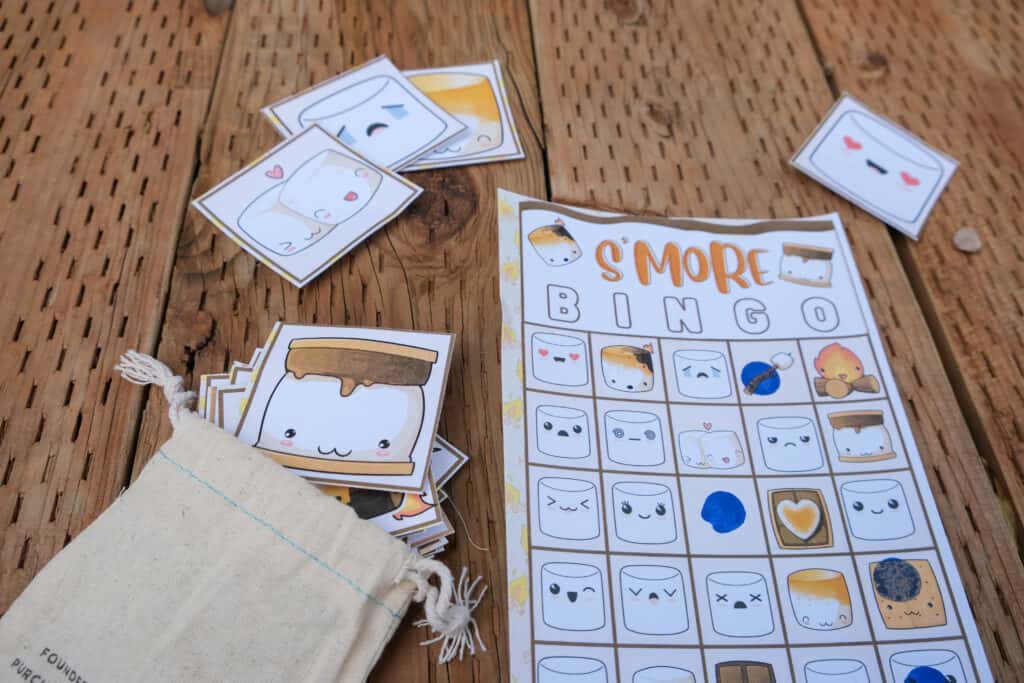 s'more themed printable camping game