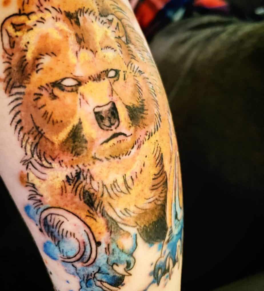 color ancestral bear tattoo