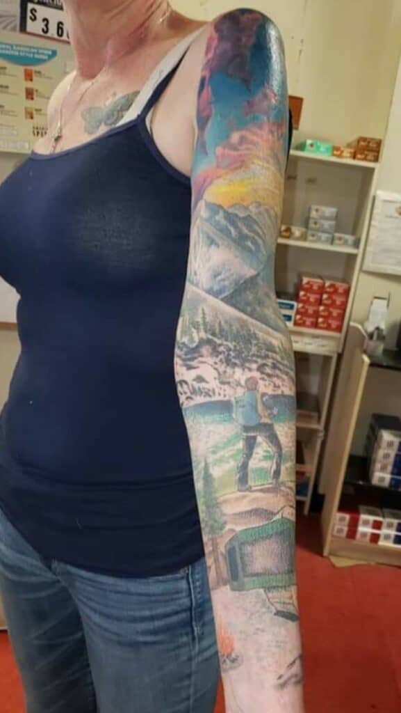caming and hiking scene full color sleeve