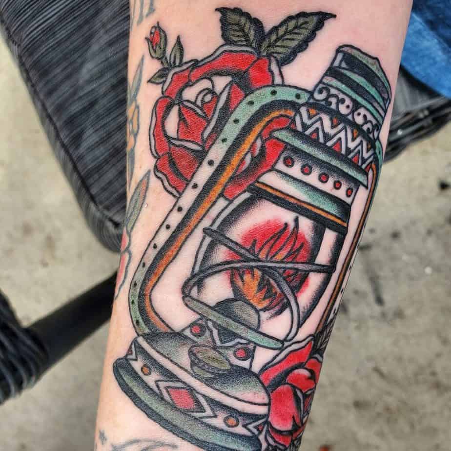 camping lantern tattoo color