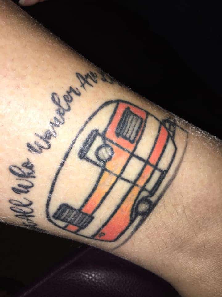 vintage camper tattoo not all who wander are lost