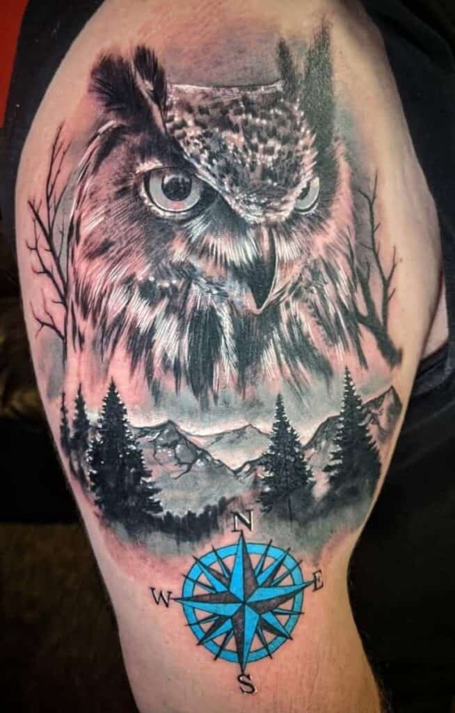 owl and compass