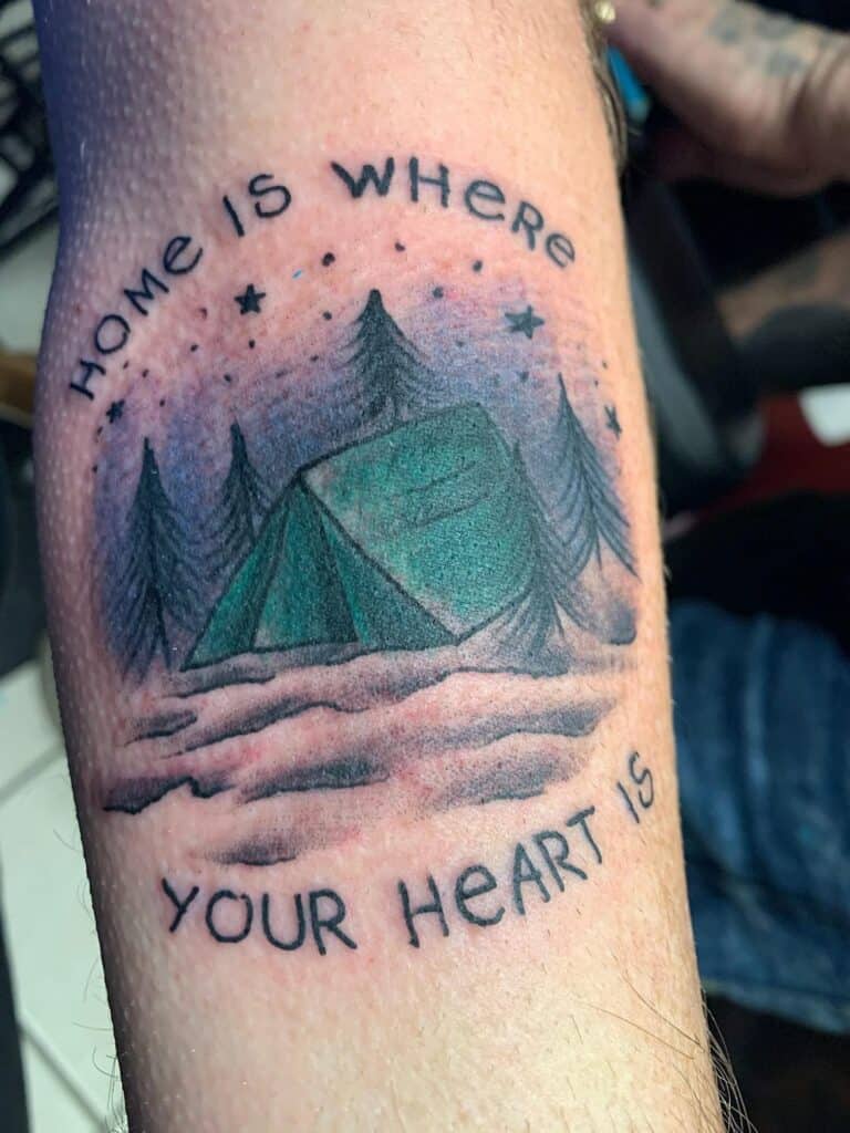 home is where your heart is color tent tattoo