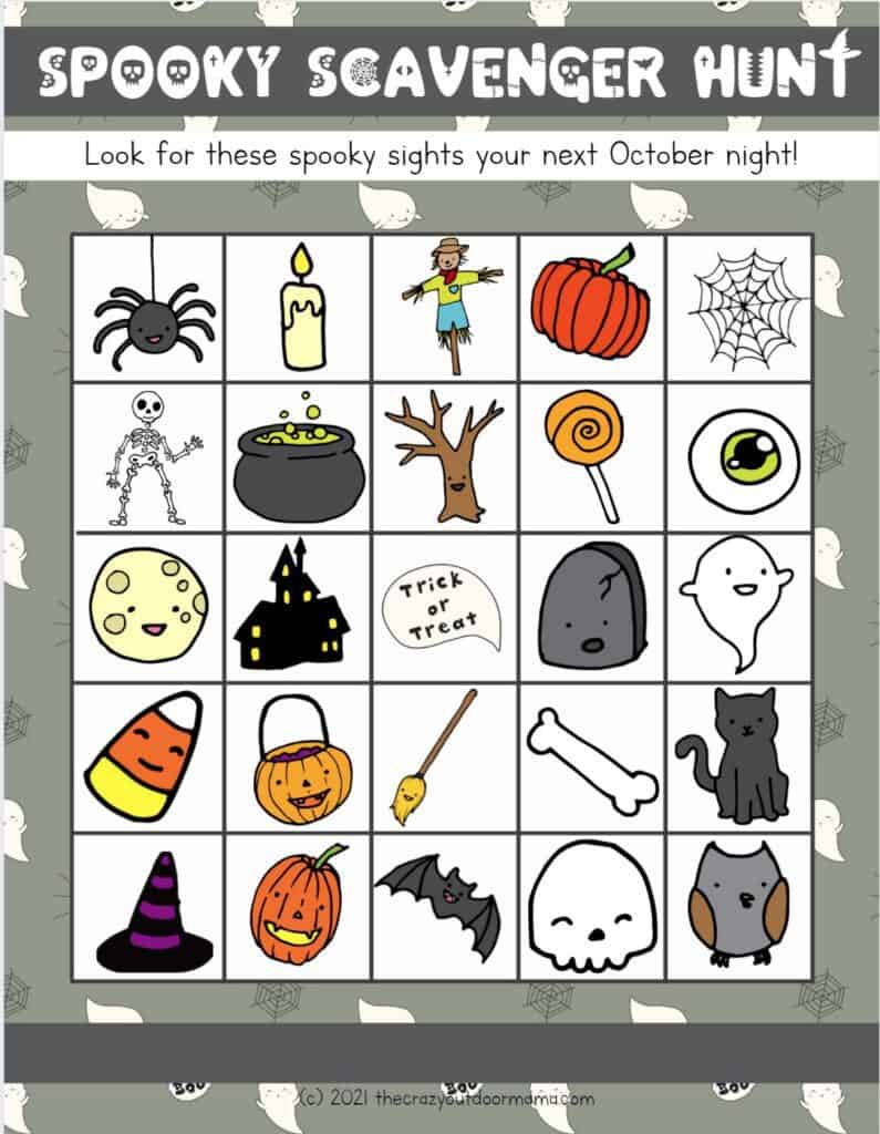 halloween scavenger hunt to use while camping