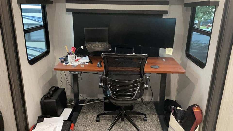 replace rv couch with office desk