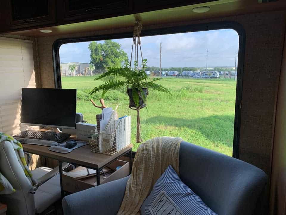 home office setup in rv
