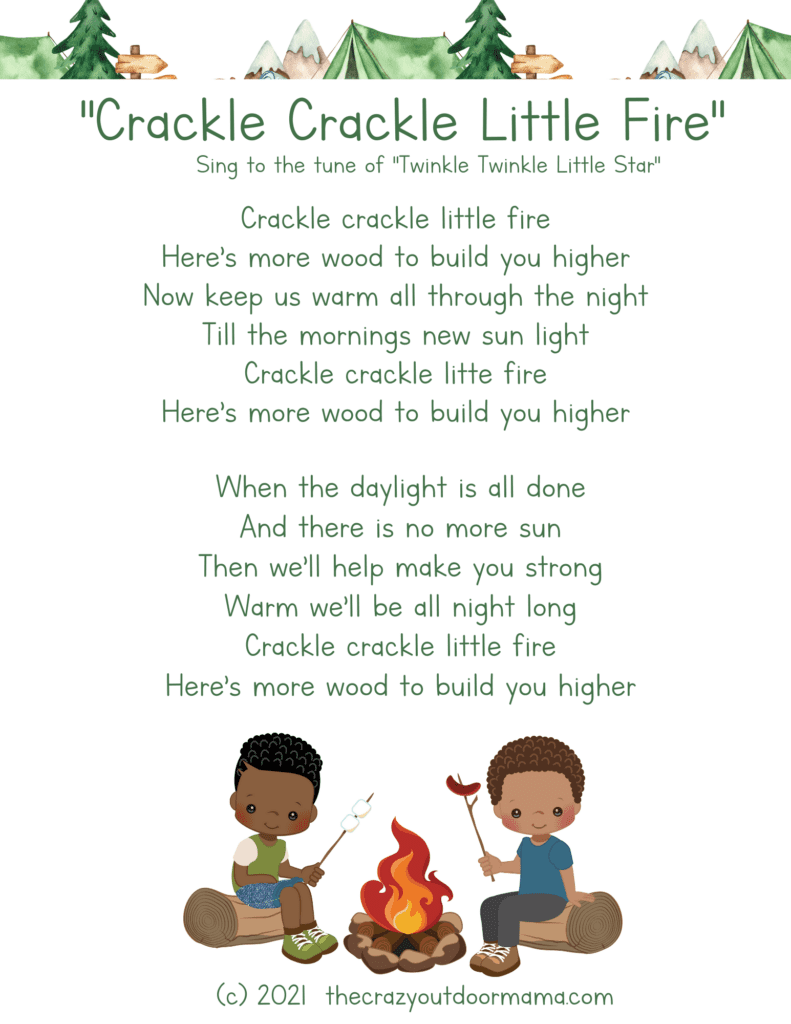 camping song printables for kids at camp