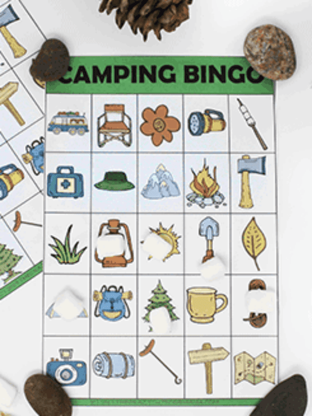 These fun printable camping bingo cards are a great way to have fun camping or at birthday parties!